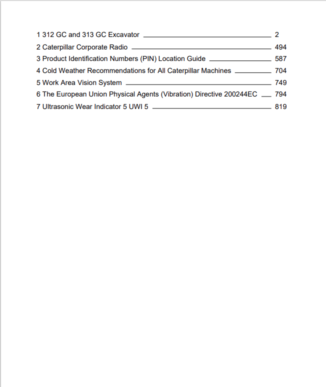 Caterpillar Cat 312 GC Excavator Operation and Maintenance Manual PDF | S/N JKF
