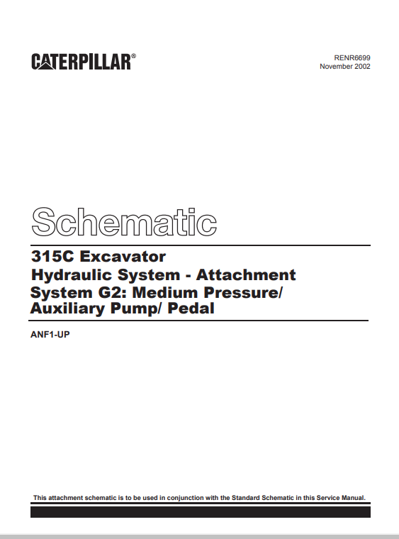 Caterpillar Cat 315C Excavator Electrical and Hydraulic Schematic Manual PDF | S/N ANF