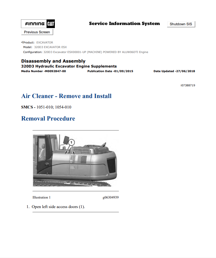Caterpillar Cat 320D3 Excavator Service and Repair Manual PDF | S/N ESX