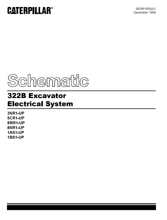 Caterpillar Cat 322B Excavator Electrical and Hydraulic Schematic Manual PDF | S/N 8MR