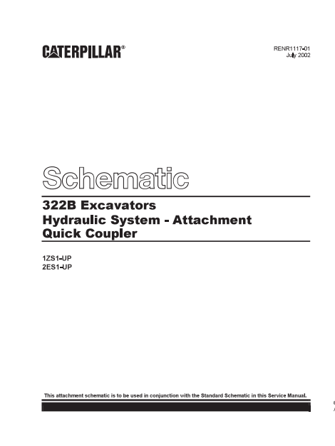 Caterpillar Cat 322B L Excavator Electrical And Hydraulic Schematic Manual PDF | S/N 2ES