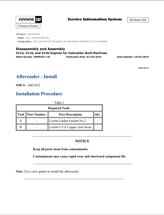 Caterpillar Cat 322 L Excavator Service and Repair Manual PDF | S/N 9RL