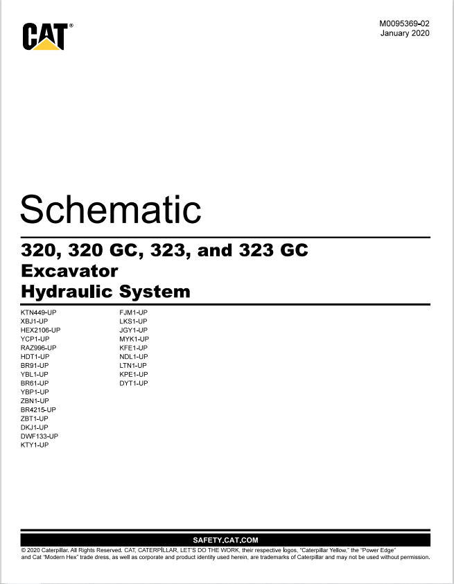 Caterpillar Cat 323 Excavator Electrical And Hydraulic Schematic Manual PDF | S/N NDL
