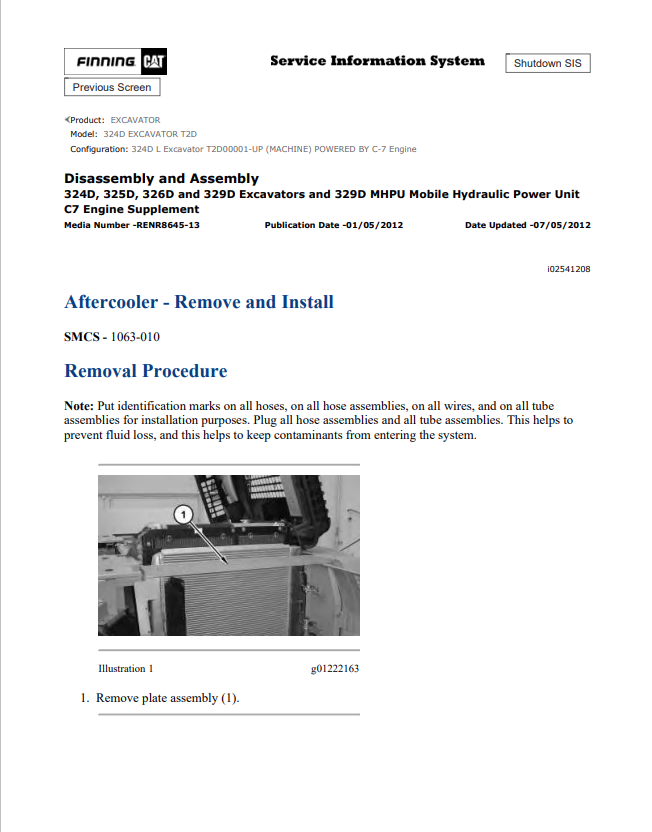 Caterpillar Cat 324D Excavator Service and Repair Manual PDF | S/N T2D