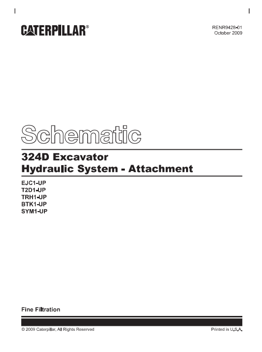 Caterpillar Cat 324D L Excavator Electrical And Hydraulics Schematic Manual PDF | S/N BTK