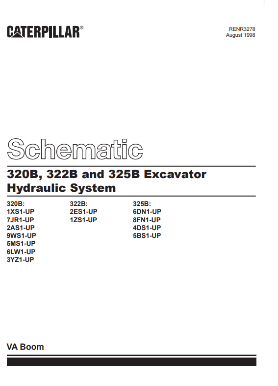 Caterpillar Cat 325B L Excavator Electrical And Hydraulic Schematic Manual PDF | S/N 6DN