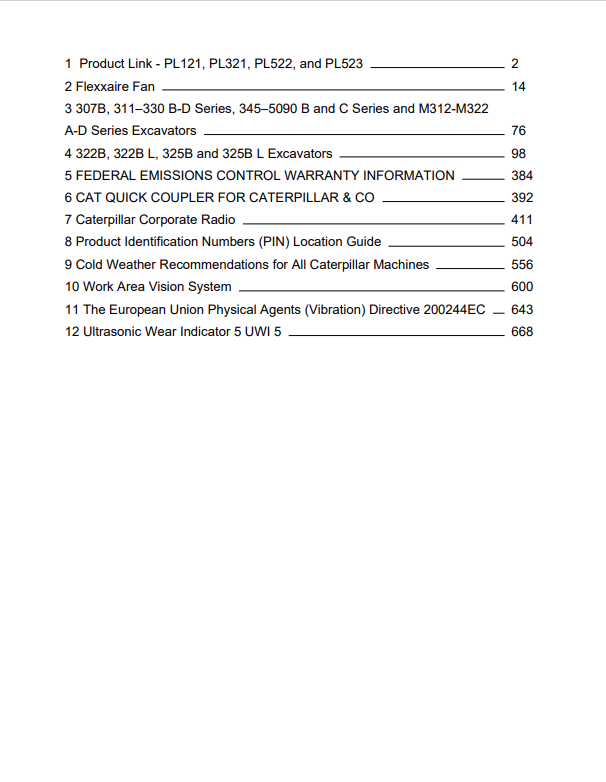 Caterpillar Cat 325B L Excavator Operation and Maintenance Manual PDF | S/N 1GS
