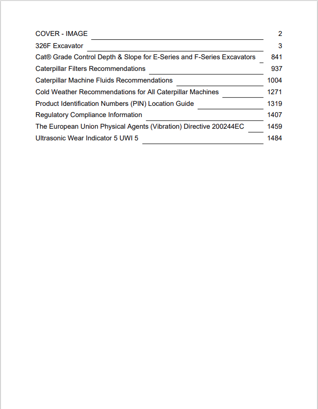 Caterpillar Cat 326F Excavator Operation and Maintenance Manual PDF | S/N XFK