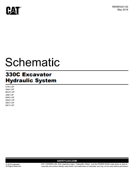 Caterpillar Cat 330C L Excavator Electrical and Hydraulic Schematic Manual PDF | S/N DKY