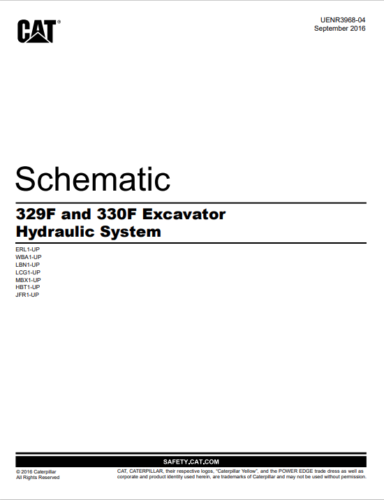 Caterpillar Cat 330F Excavator Electrical and Hydraulic Schematic Manual PDF | S/N JFR