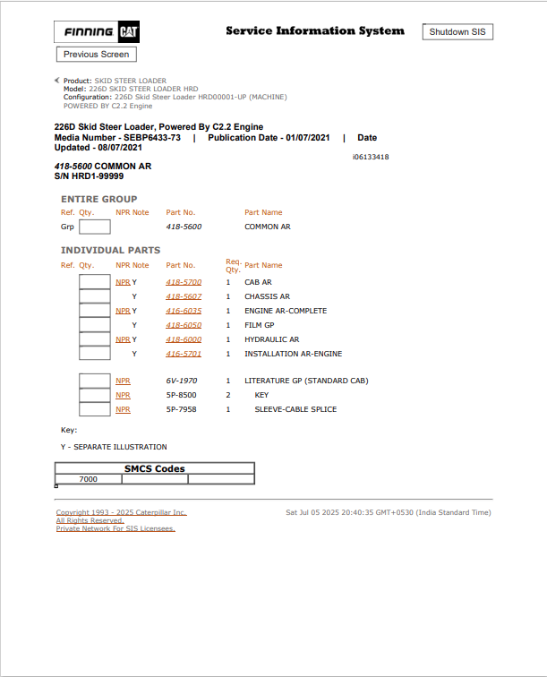 Caterpillar Cat 336D L Excavator Parts Catalogue Manual PDF | S/N JWR