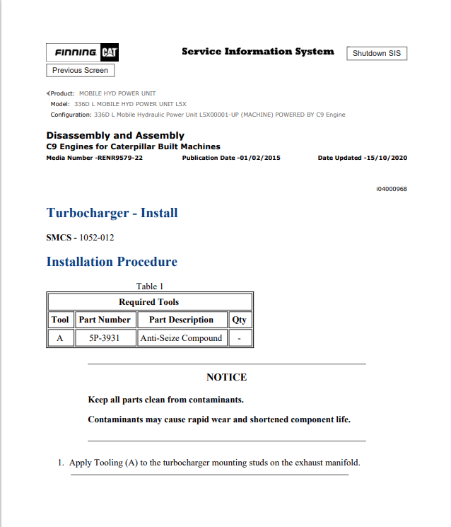Caterpillar Cat 336D L Mobile HYD Power Unit Service and Repair Manual PDF | S/N L5X