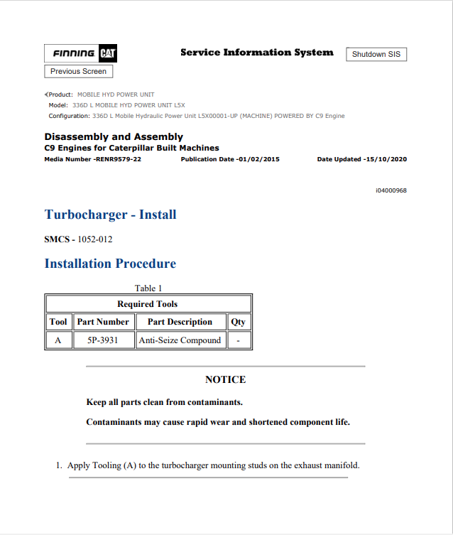Caterpillar Cat 336D L Mobile HYD Power Unit Service and Repair Manual PDF | S/N L5X