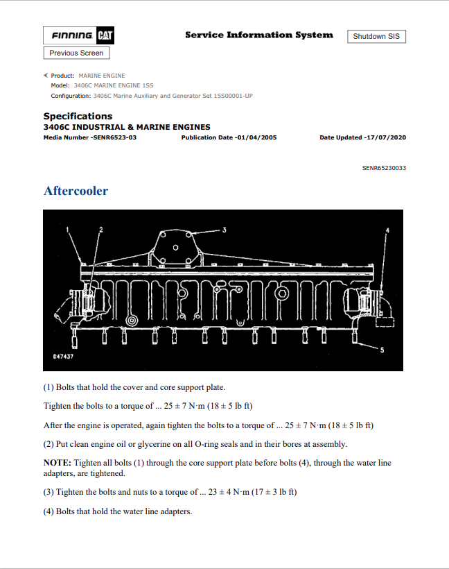 Caterpillar Cat 3406C Marine Engine Service and Repair Manual PDF | S/N 1SS