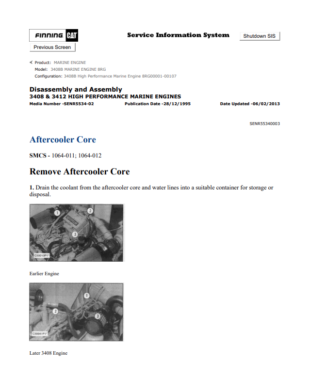 Caterpillar Cat 3408B Marine Engine Service and Repair Manual PDF | S/N 8RG