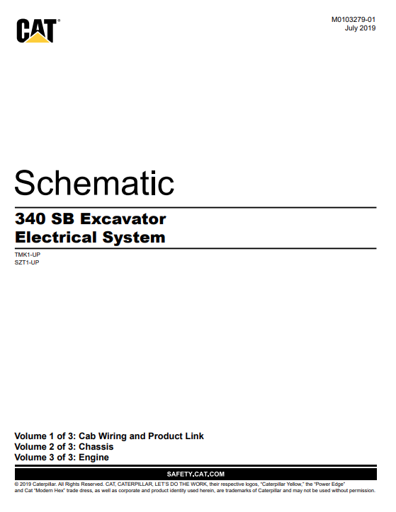 Caterpillar Cat 340 SB Excavator Electrical System Schematic Manual PDF | S/N TMK