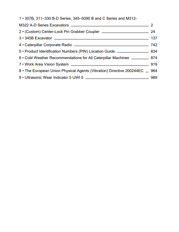 Caterpillar Cat 345B L Excavator Operation and Maintenance Manual PDF | S/N 5WS