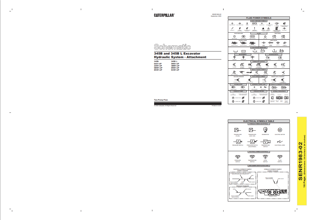 Caterpillar Cat 345B L Excavator Schematic Manual PDF | S/N 5WS