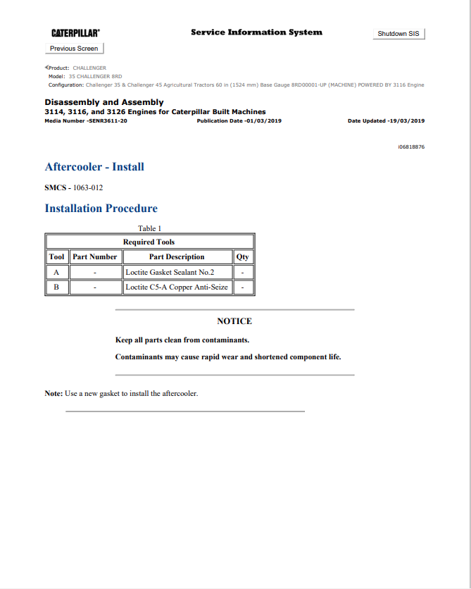 Caterpillar Cat 35 Challenger Service and Repair Manual PDF | S/N 8RD