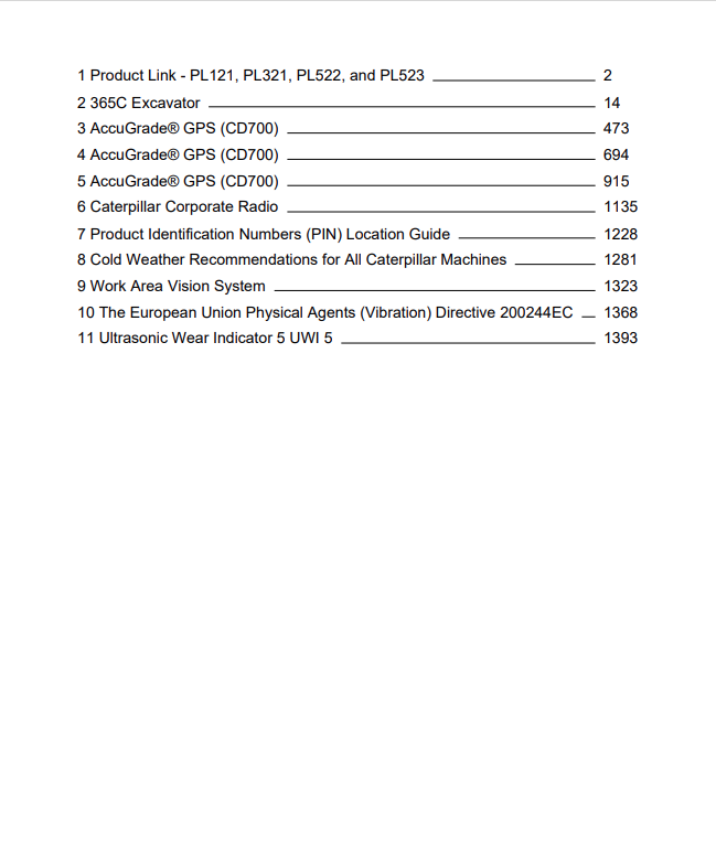 Caterpillar Cat 365C Excavator Operation and Maintenance Manual PDF | S/N ELC