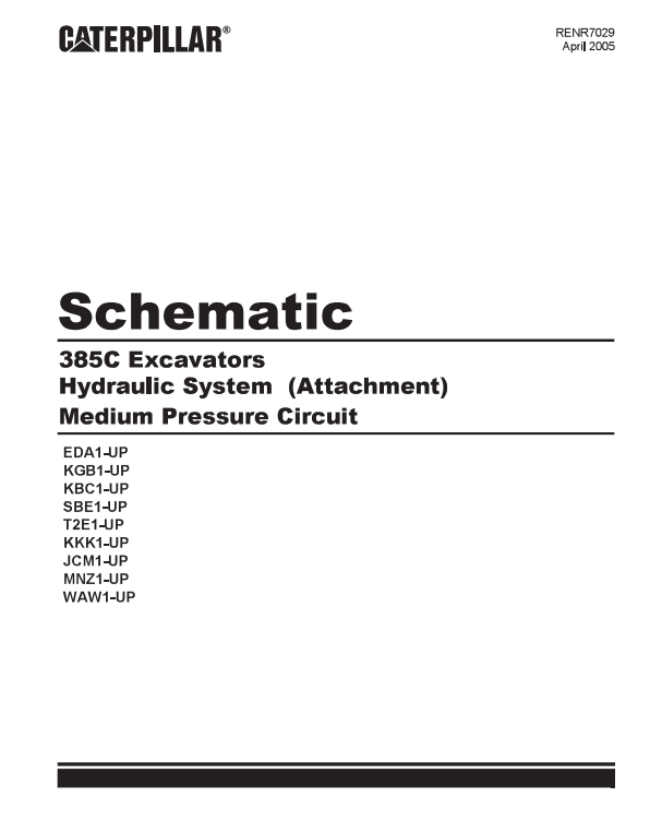 Caterpillar Cat 385C Excavator Electrical and Hydraulic Schematic Manual PDF | S/N KBC