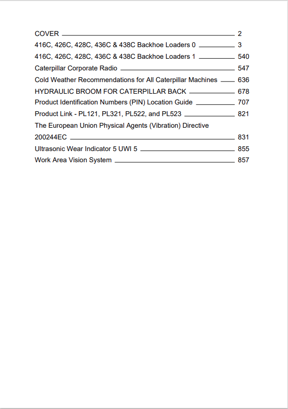 Caterpillar Cat 416C Backhoe Loader Operation and Maintenance Manual PDF | S/N 1WR