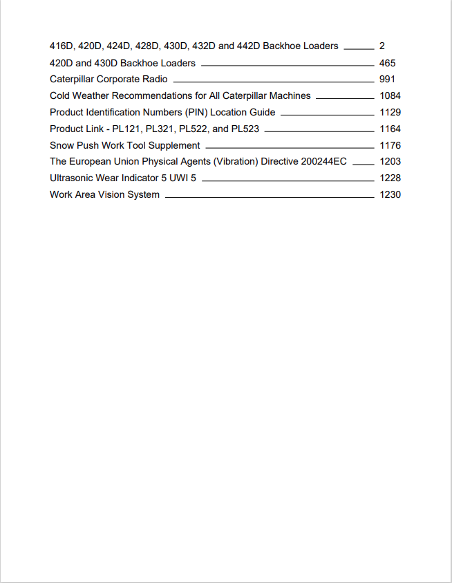 Caterpillar Cat 420D Backhoe Loader Operation and Maintenance Manual PDF | S/N FDP