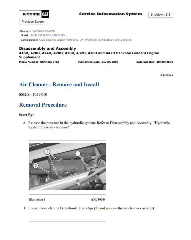 Caterpillar Cat 420D Backhoe Loader Service and Repair Manual PDF | S/N MBH