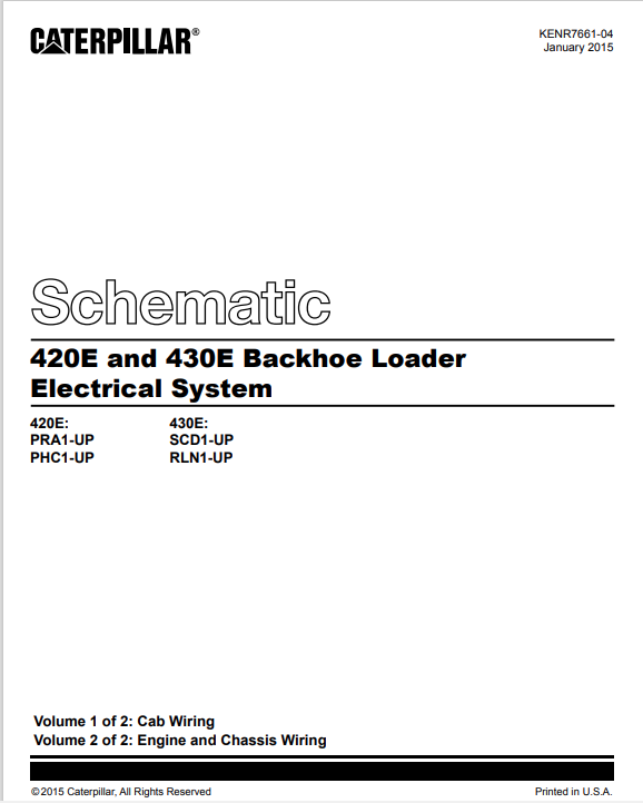 Caterpillar Cat 420E Backhoe Loader Schematic Manual PDF | S/N PRA