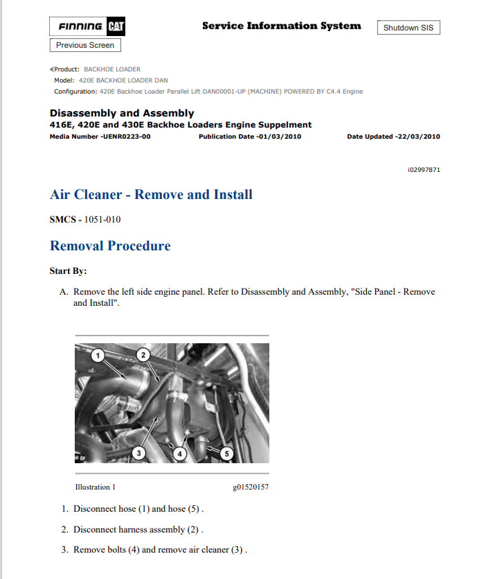 Caterpillar Cat 420E Backhoe Loader Service and Repair Manual PDF | S/N DAN