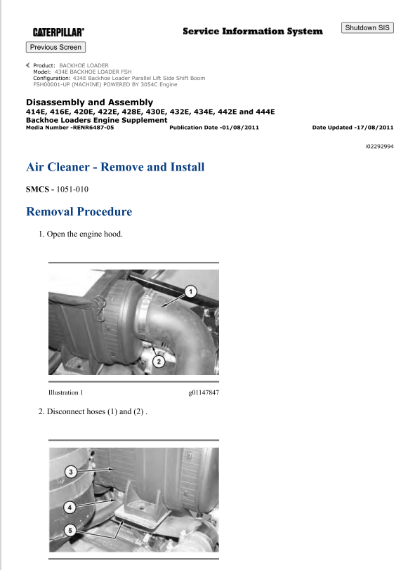 Caterpillar Cat 434E Backhoe Loader Service and Repair Manual PDF | S/N FSH