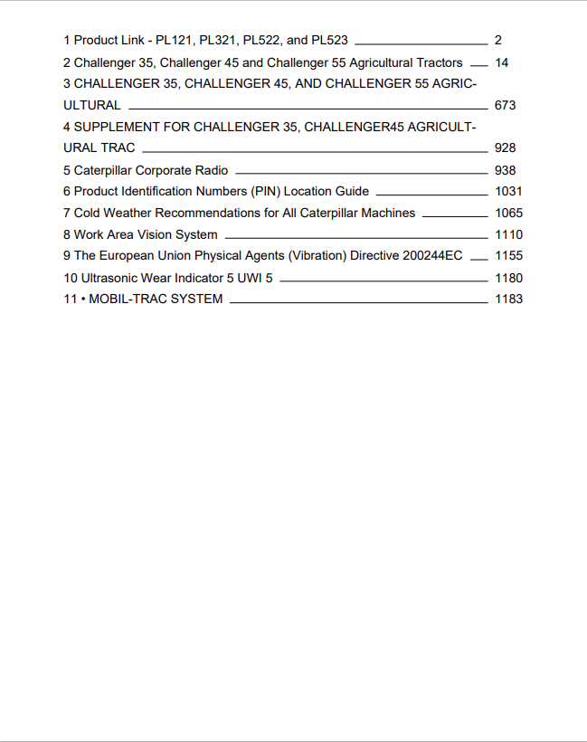Caterpillar Cat 45 Challenger Operation and Maintenance Manual PDF | S/N 1DR