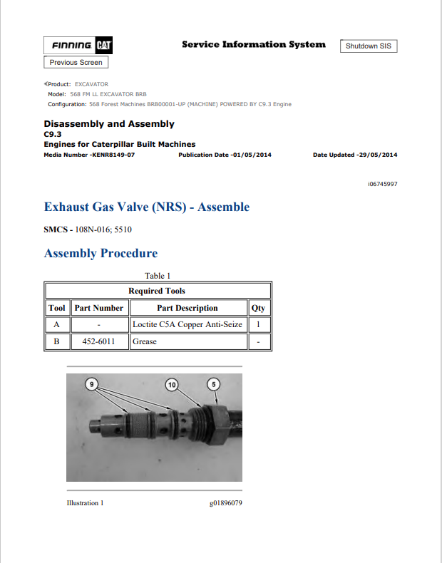 Caterpillar Cat 568 FM LL Excavator Service and Repair Manual PDF | S/N BRB
