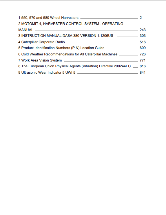 Caterpillar Cat 580 Wheel Harvester Owner Manual PDF | S/N 7CN