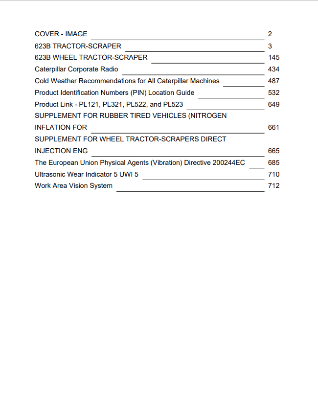 Caterpillar Cat 623B Wheel Tractor Operation and Maintenance Manual PDF | S/N 46P