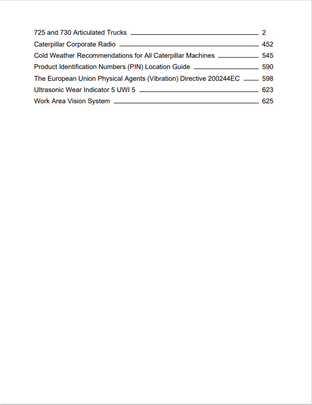 Caterpillar Cat 730 Articulated Truck Operation and Maintenance Manual PDF | S/N AGF
