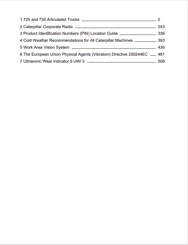 Caterpillar Cat 730 Articulated Truck Operation and Maintenance Manual PDF | S/N B1M00001
