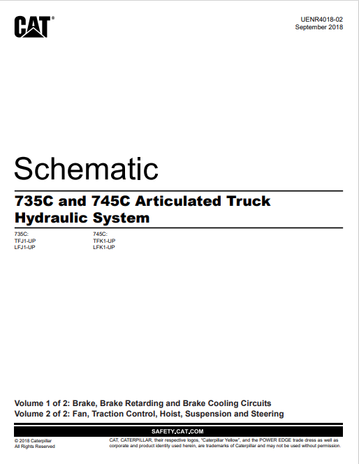 Caterpillar Cat 745C Articulated Truck Electrical and Hydraulic Schematic Manual PDF | S/N LFK