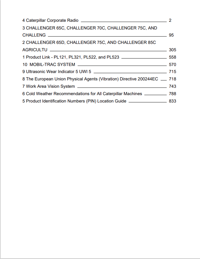 Caterpillar Cat 75C Challenger Operation and Maintenance Manual PDF | S/N 4KK