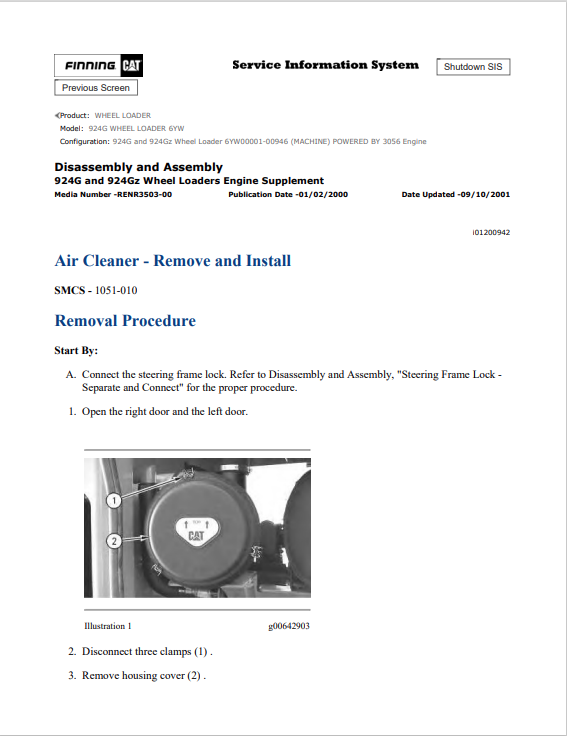 Caterpillar Cat 924G Wheel Loader Service and Repair Manual PDF | S/N 6YW