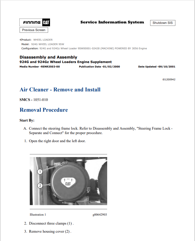 Caterpillar Cat 924G Wheel Loader Service and Repair Manual PDF | S/N 9SW