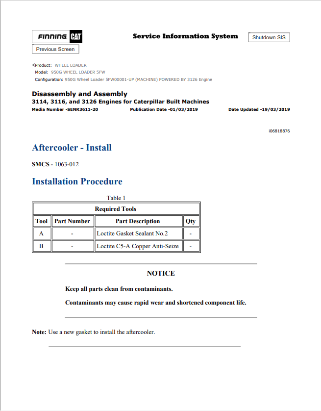 Caterpillar Cat 950G Wheel Loader Service and Repair Manual PDF | S/N 5FW