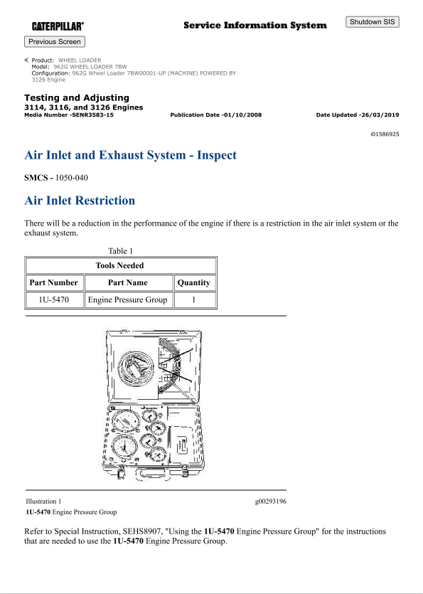Caterpillar Cat 962G Wheel Loader Service and Repair Manual PDF | S/N 7BW