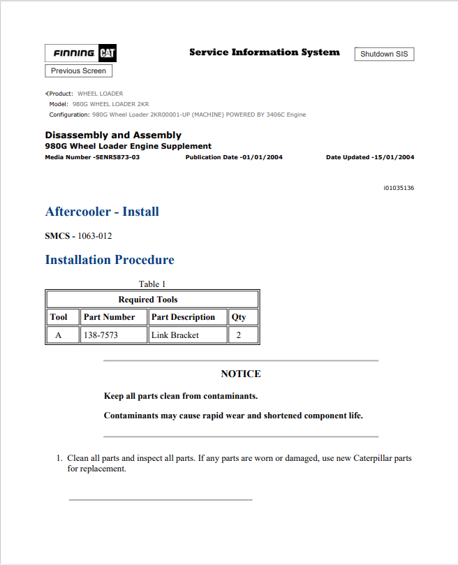Caterpillar Cat 980G Wheel Loader Service and Repair Manual PDF | S/N 2KR