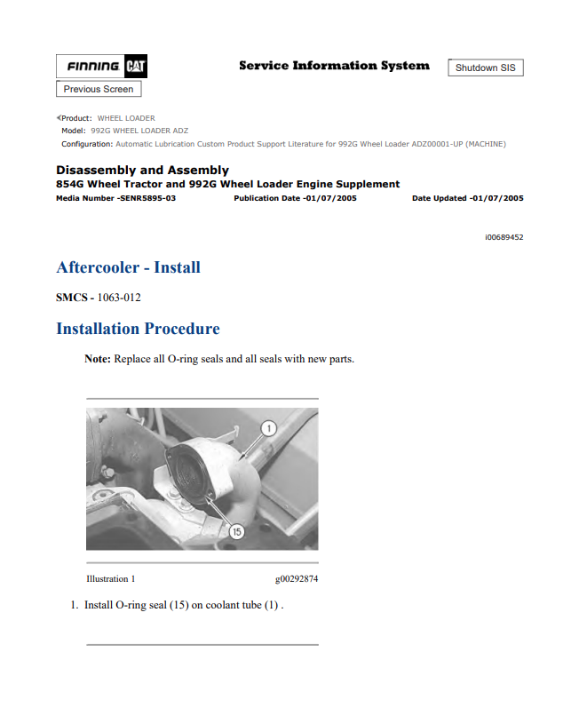 Caterpillar Cat 992G Wheel Loader Service and Repair Manual PDF | S/N ADZ