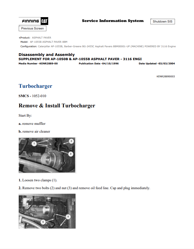 Caterpillar Cat AP-1055B Asphalt Paver Service and Repair Manual PDF | S/N 8BM