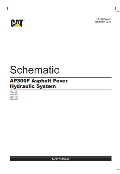 Caterpillar Cat AP300F Asphalt Paver Electrical and Hydraulic Schematic Manual PDF | S/N NNN
