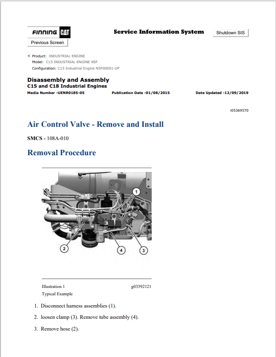 Caterpillar Cat C15 Industrial Engine Service and Repair Manual PDF | S/N N5F