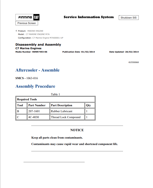 Caterpillar Cat C7 Marine Engine Service and Repair Manual PDF | S/N M7A