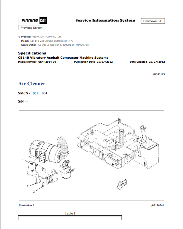 Caterpillar Cat CB-14B Vibratory Compactor Service and Repair Manual PDF | S/N 473